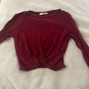 Twist Front Long Sleeve Cropped Top